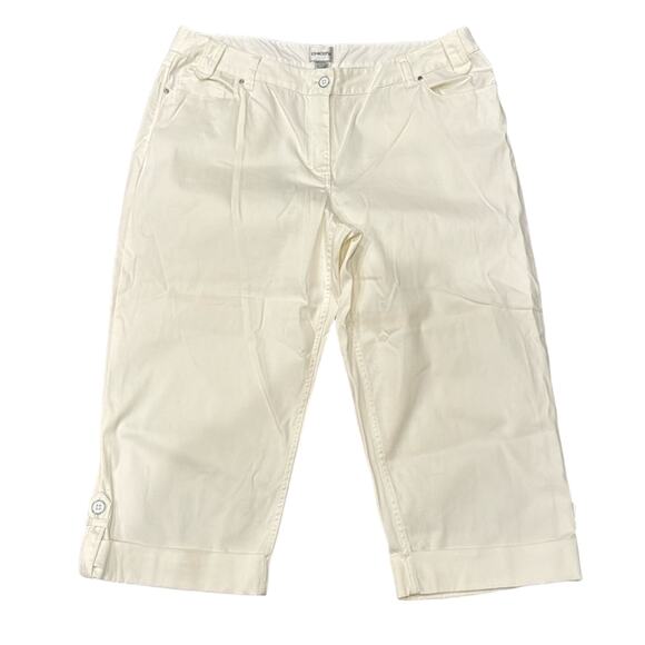 Chico's Women's Roll Up Cuff Capri Pants Off White Size 16 - Picture 1 of 8